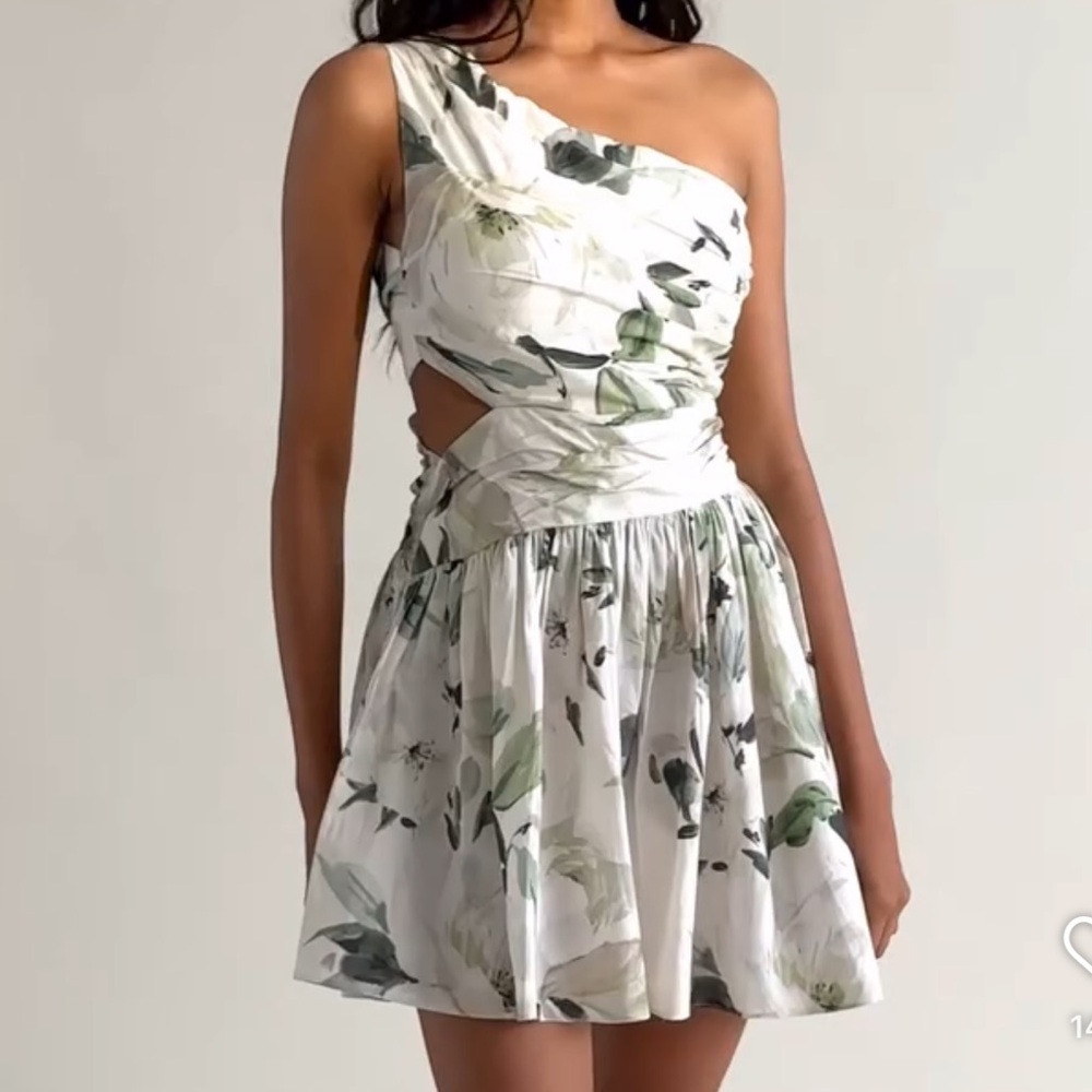 Summer Away Floral One Shoulder Mini Dress Small